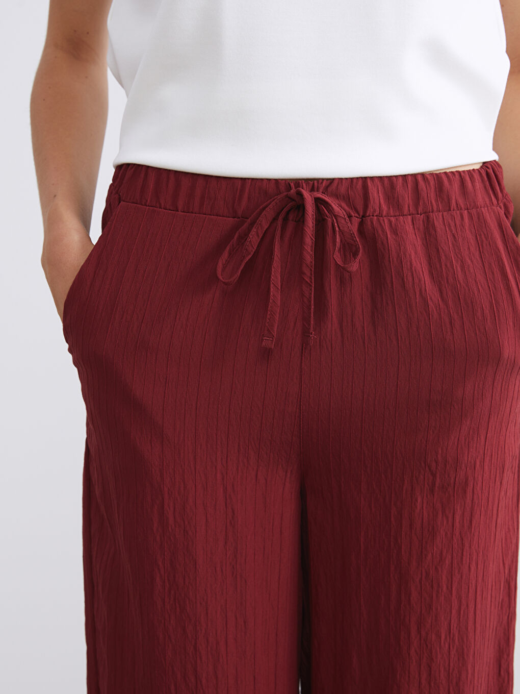 LCW Vision Elasticated Waist Textured Women's Trousers -W5J195Z8-ZNW
