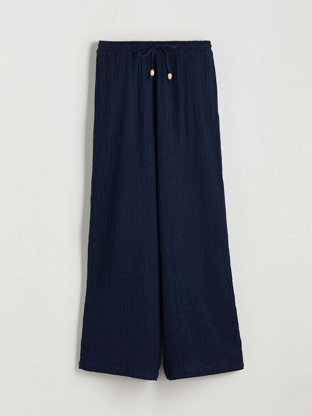 Lacivert Büyük Beden Beli Lastikli Müslin Kadın Pantolon-6