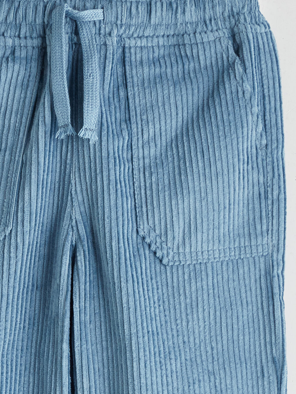 Mavi Beli Lastikli Erkek Çocuk Kadife Pantolon-2