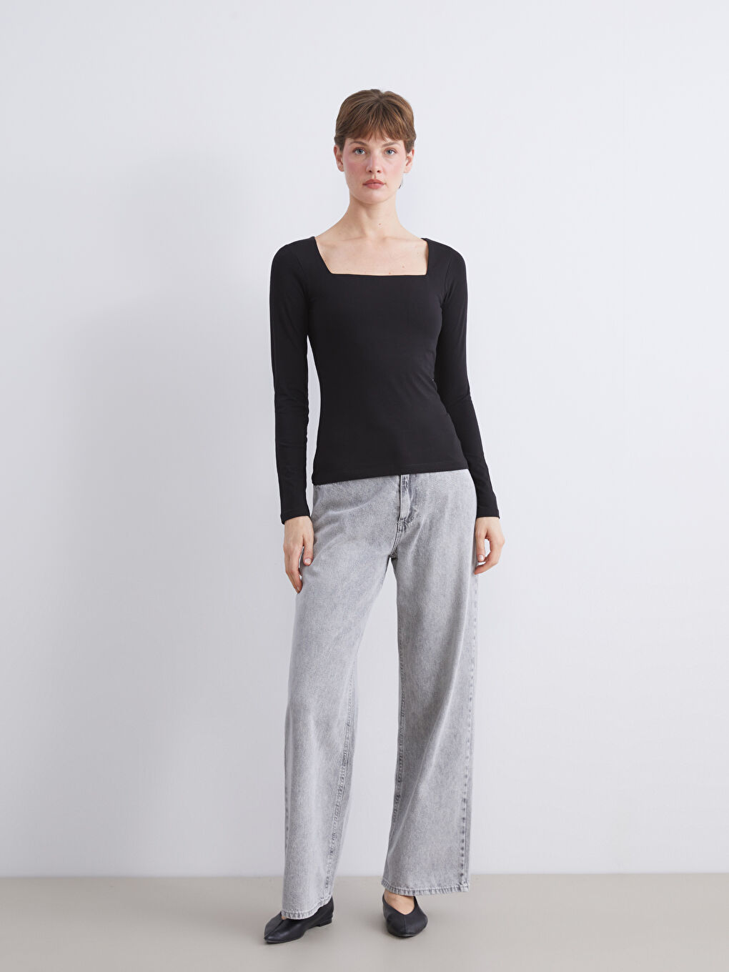 Square Collar Women's T-Shirt-1