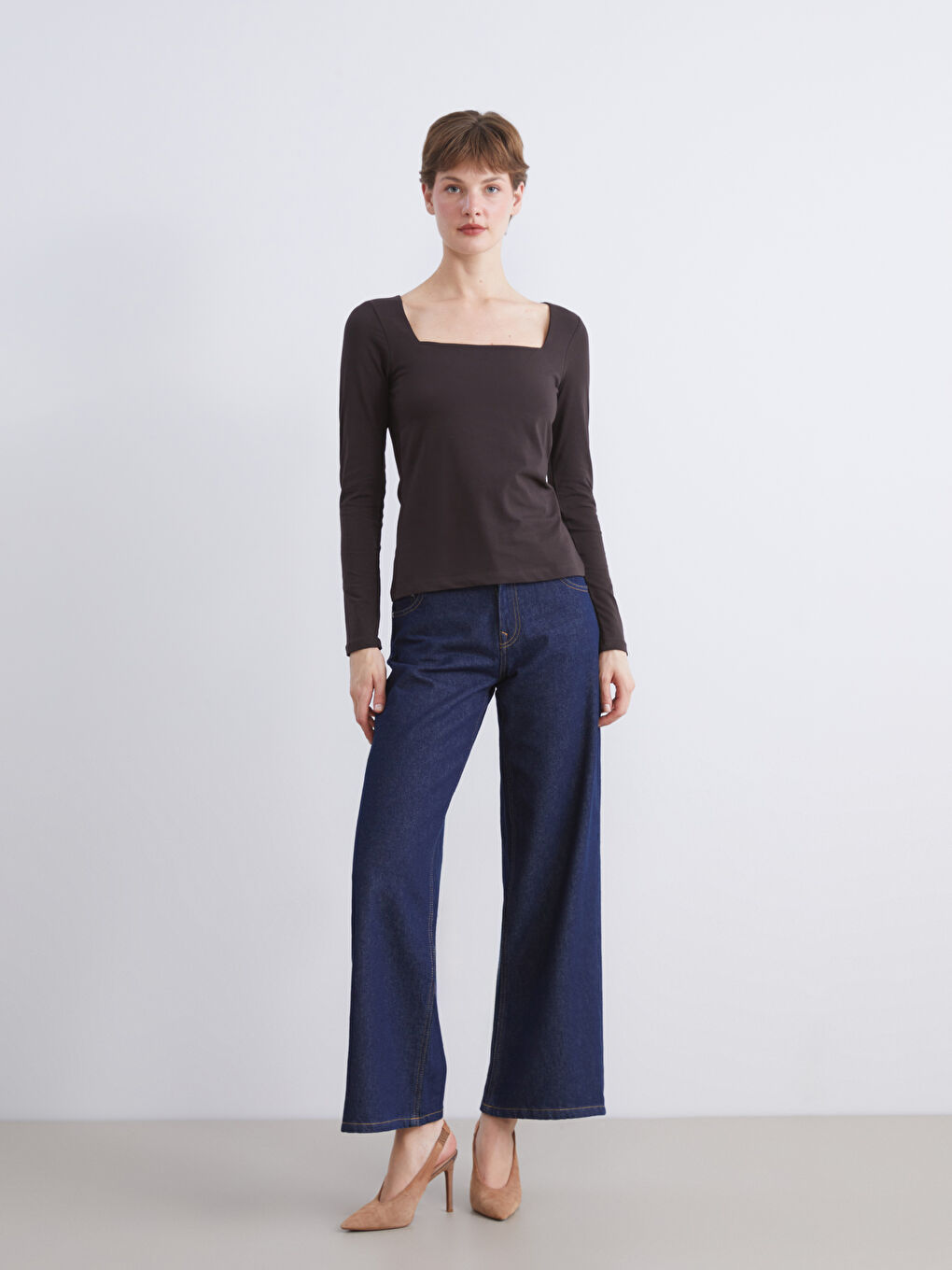 Square Collar Women's T-Shirt-1