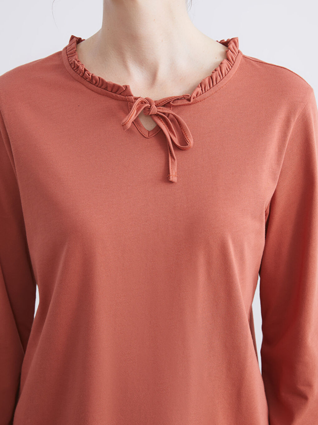 Frilled Tie Neck Blouse-2