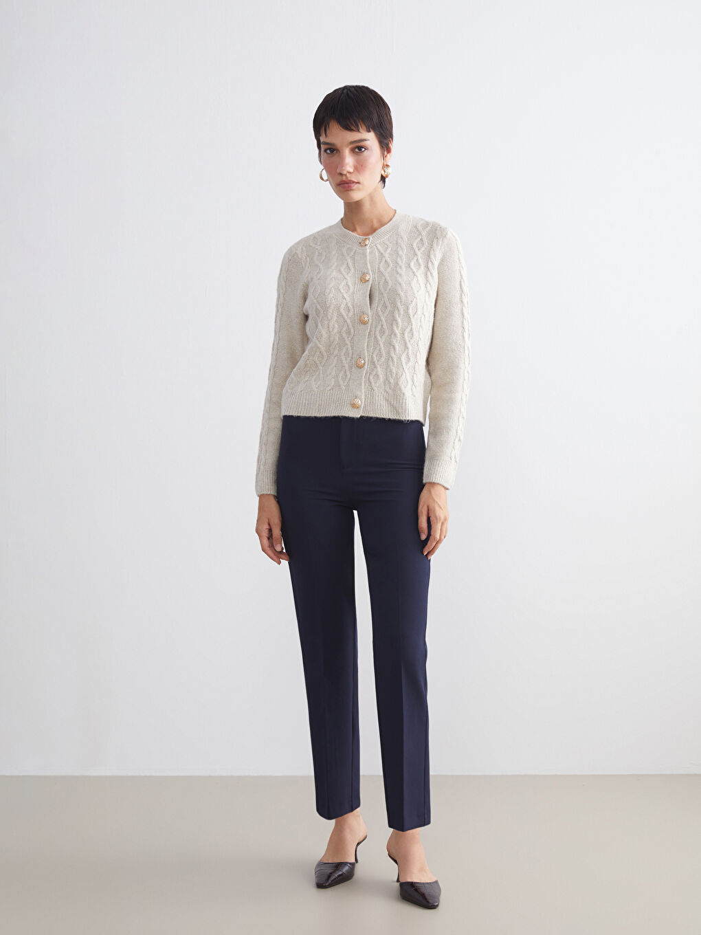 Lacivert Dar Fit Kadın Pantolon