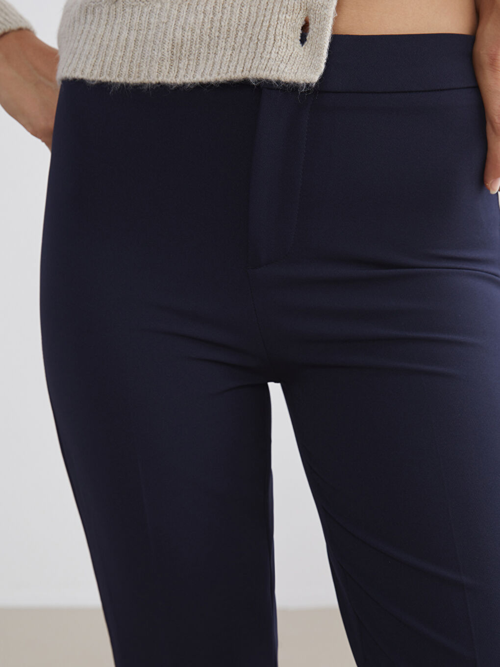 Lacivert Dar Fit Kadın Pantolon-2