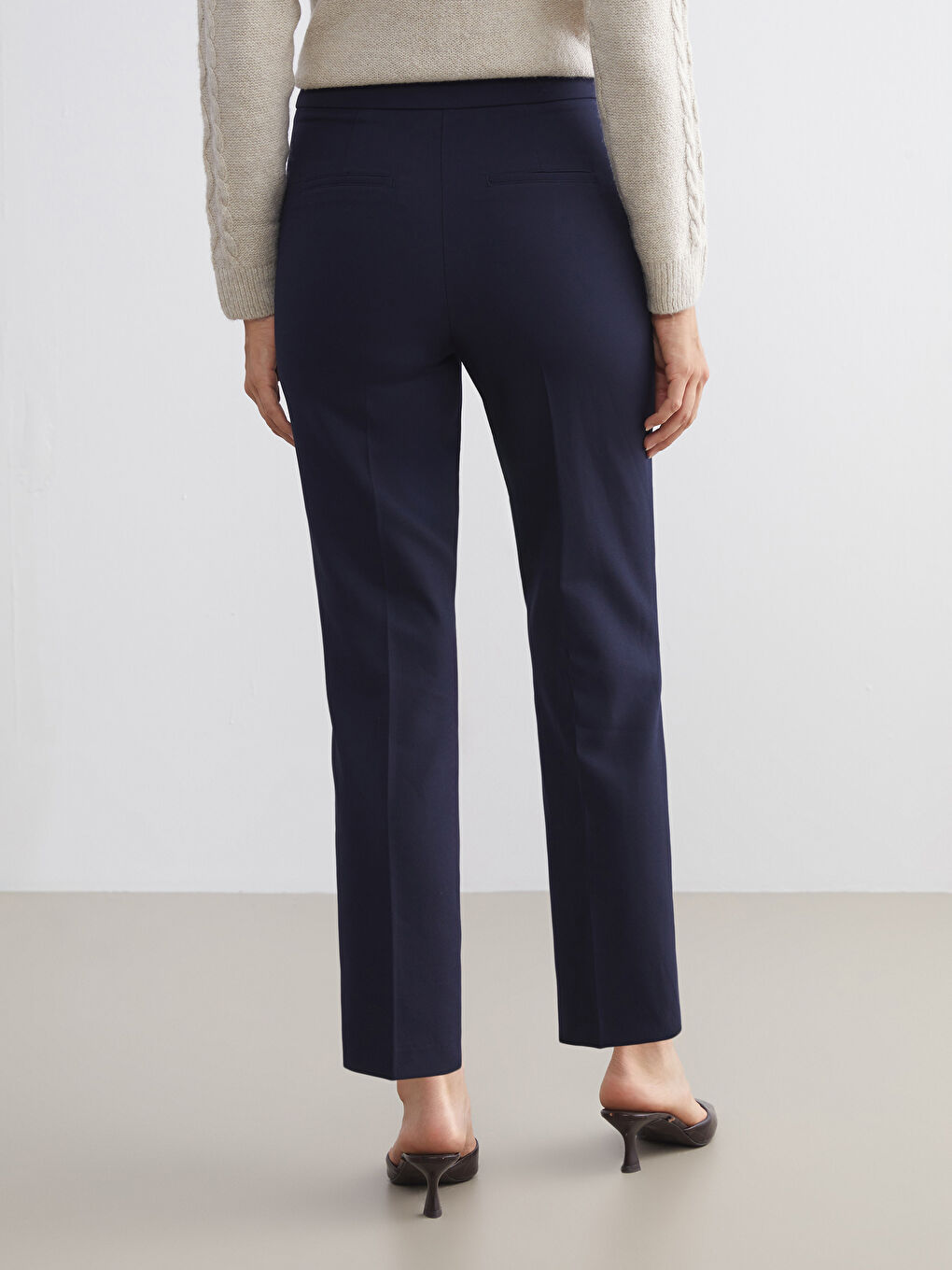 Lacivert Dar Fit Kadın Pantolon-3