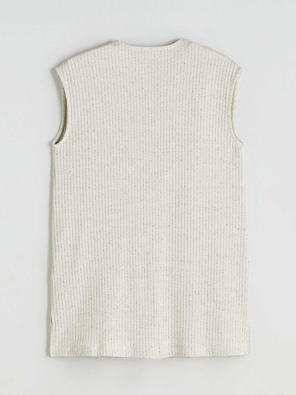 Ekru V Yaka Desenli Kadın Yelek-5