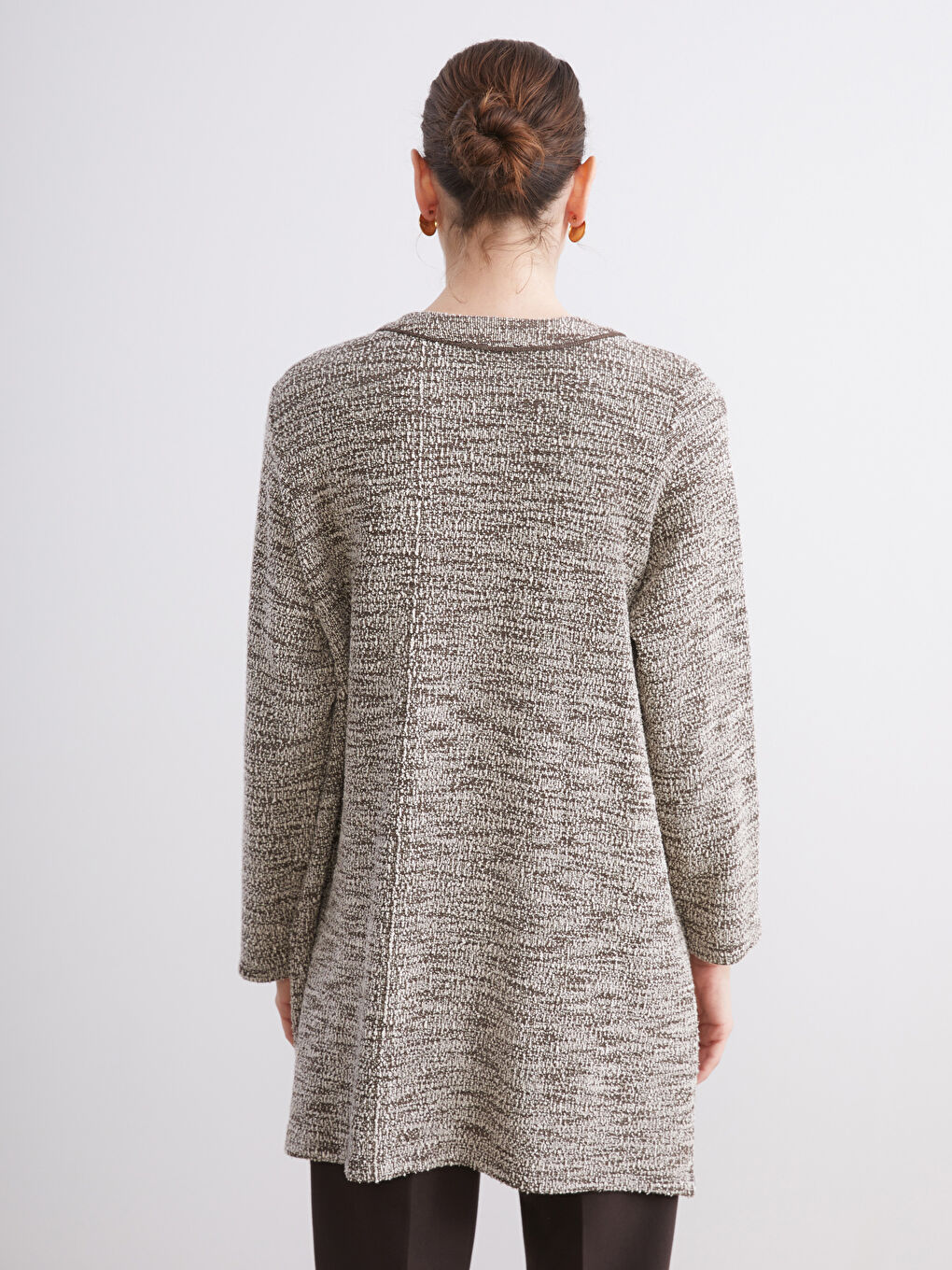 Kahverengi Bisiklet Yaka Kadın Triko Hırka-3