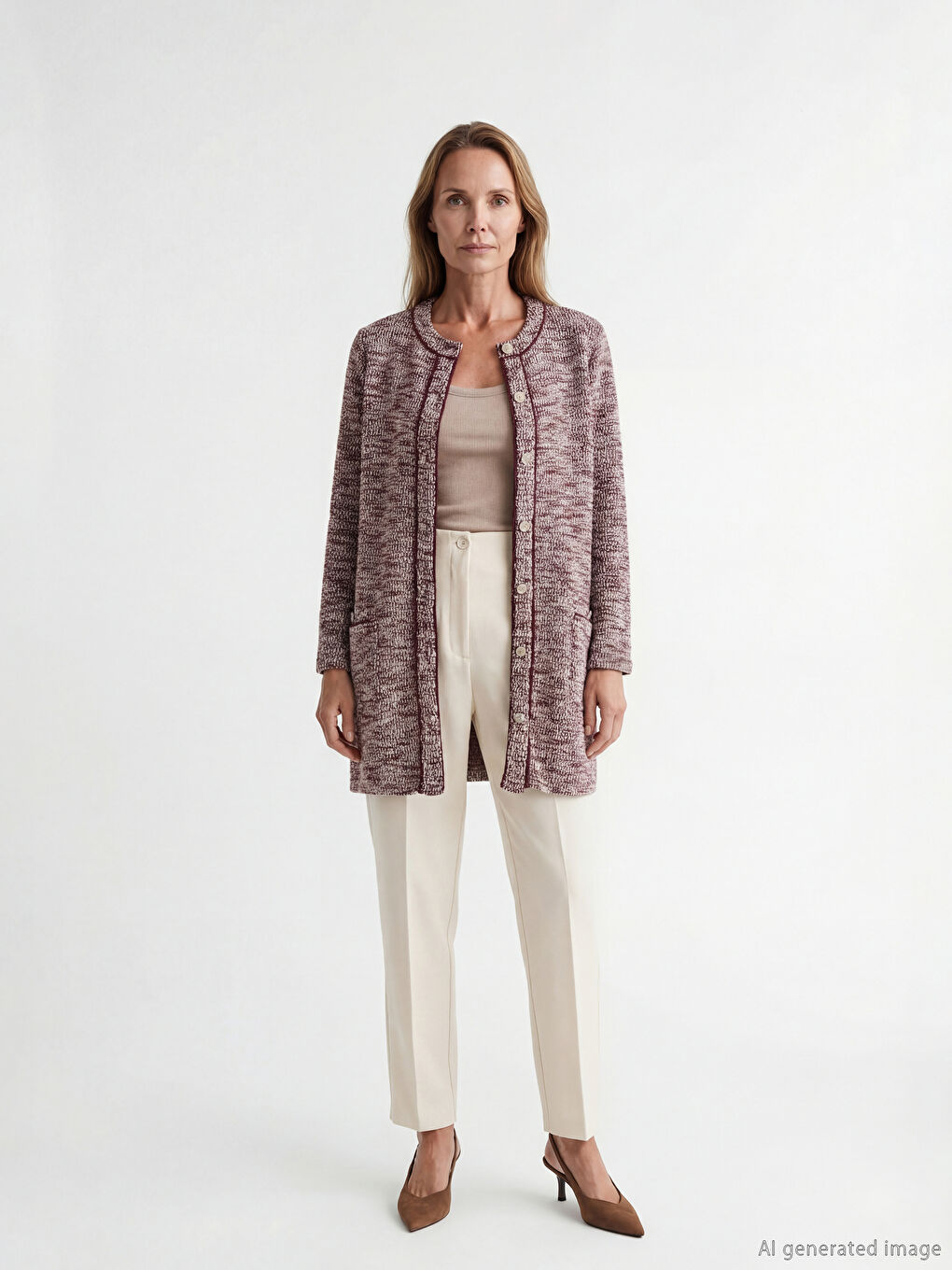 Bordo Bisiklet Yaka Kadın Triko Hırka-1