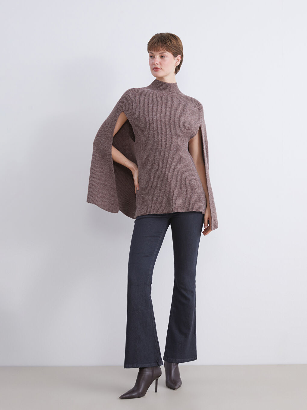 Funnel Neck Women's Knit Sweater-1