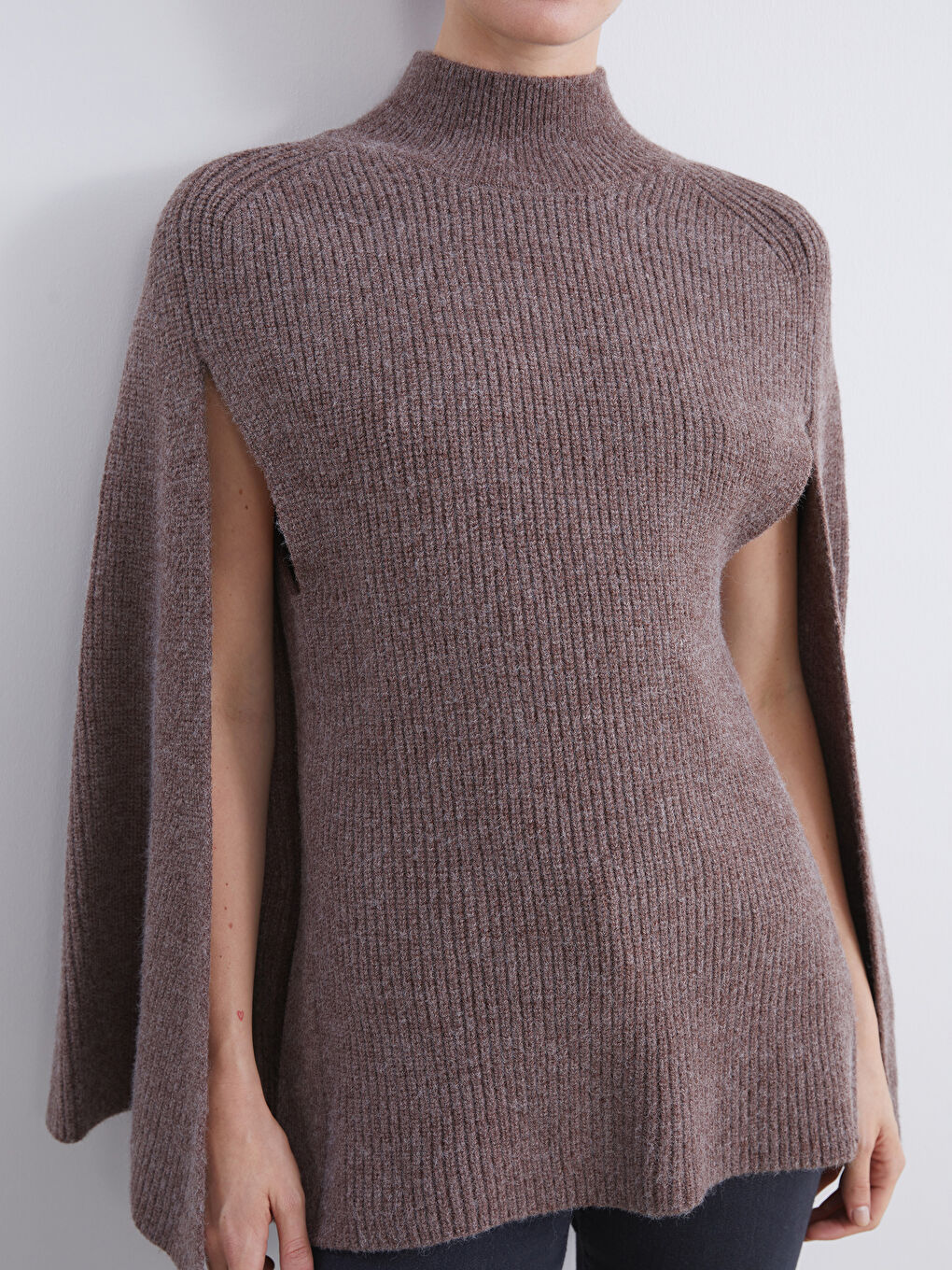 Funnel Neck Women's Knit Sweater-2