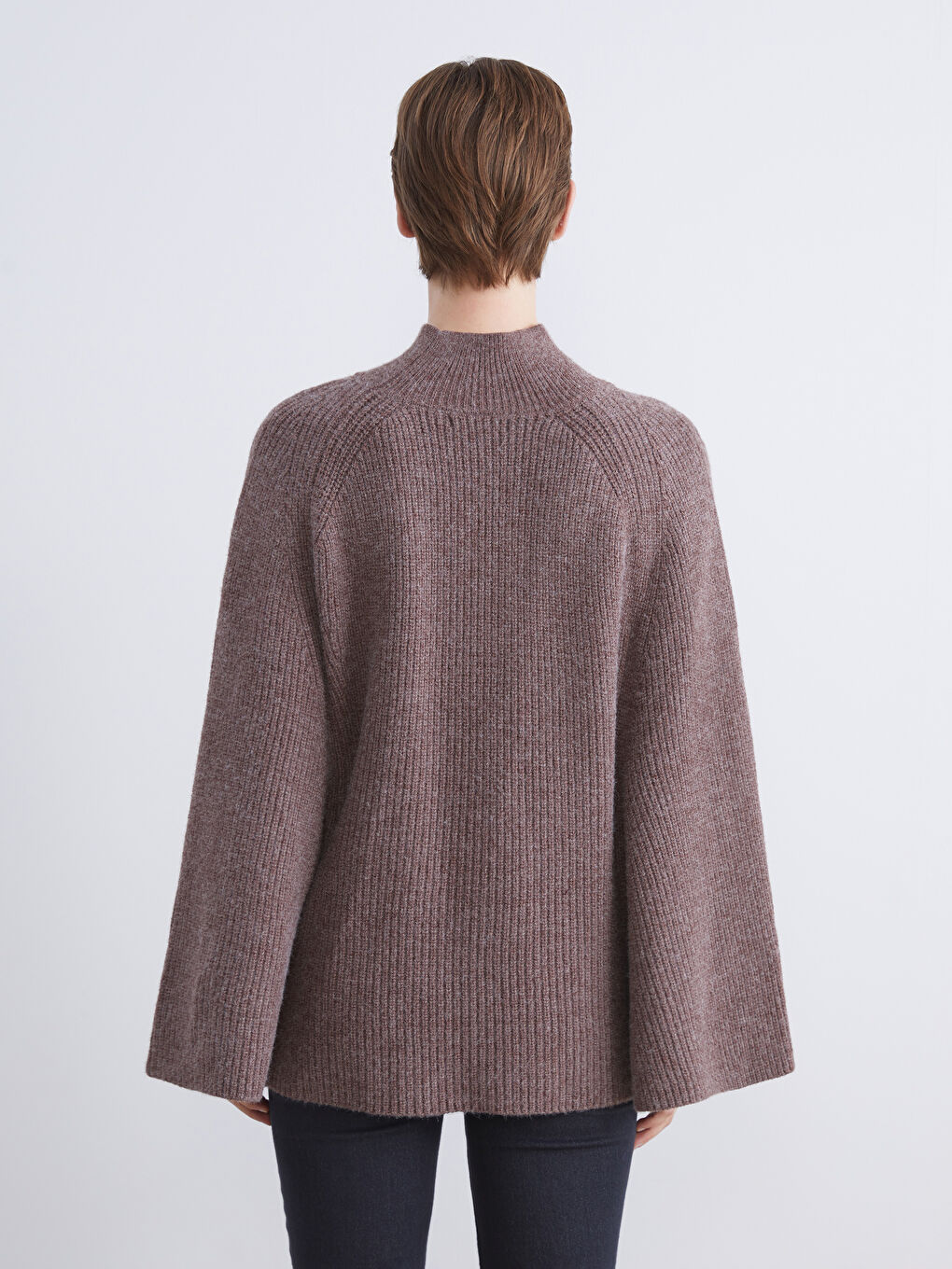 Funnel Neck Women's Knit Sweater-3