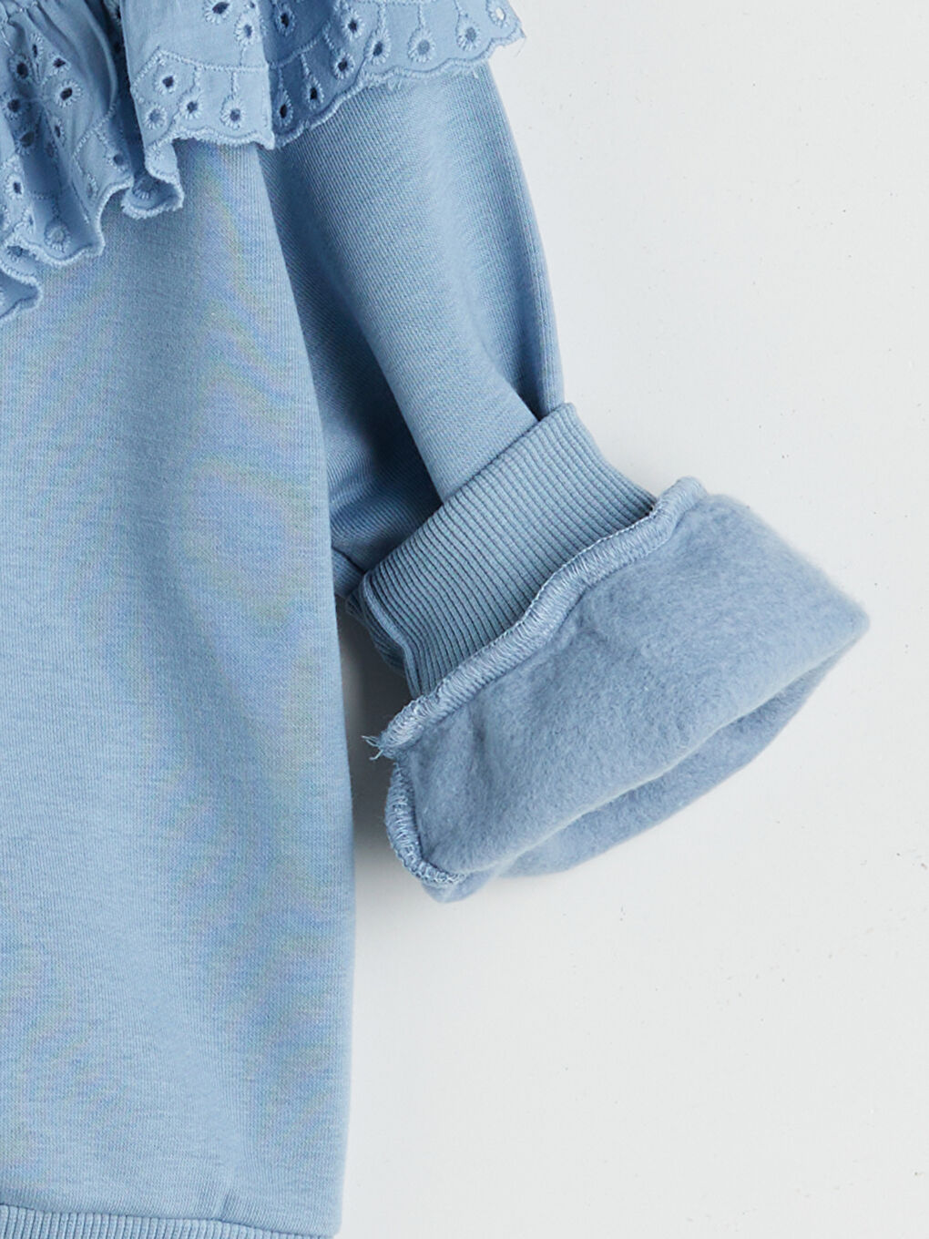 Mavi Bisiklet Yaka Fırfırlı Kız Çocuk Sweatshirt-5