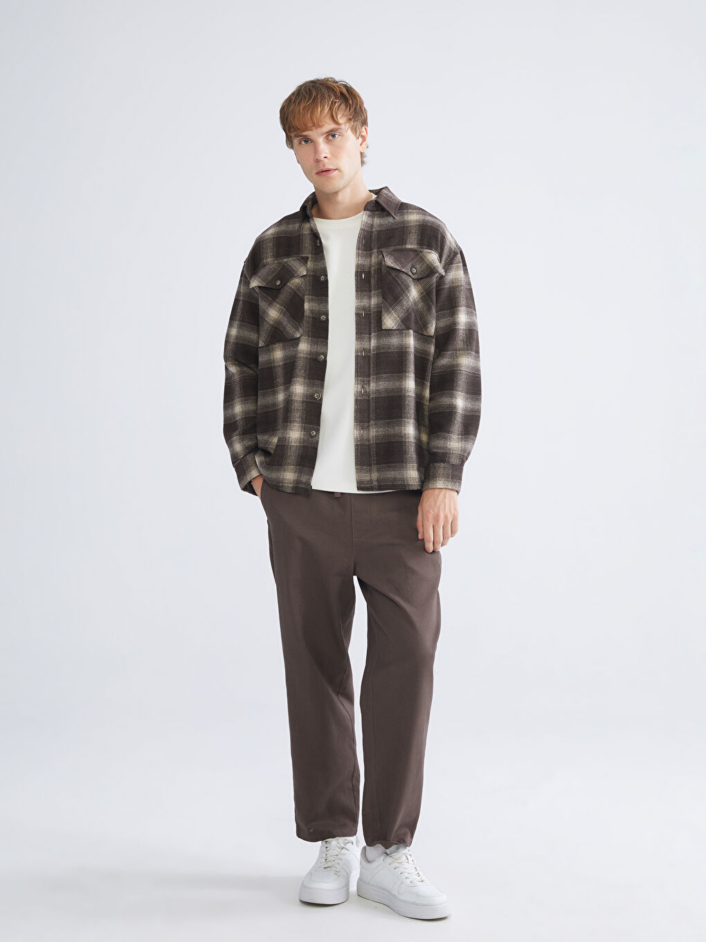 Relaxed Fit Long Sleeve Plaid Men's Lumberjack Shirt Jacket-1