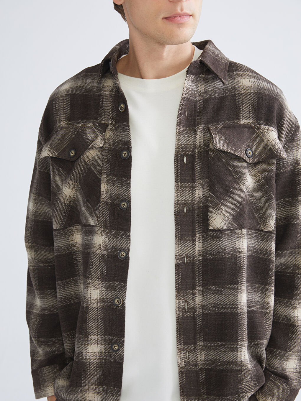 Relaxed Fit Long Sleeve Plaid Men's Lumberjack Shirt Jacket-2
