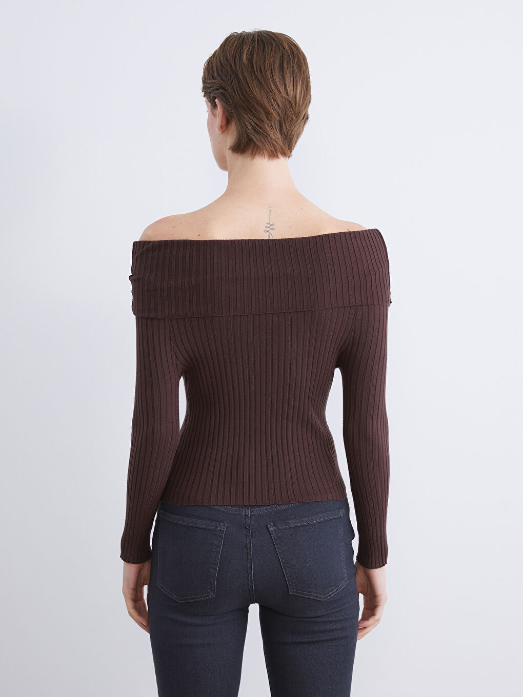 Slash Neck Women's Knitwear Sweater-3