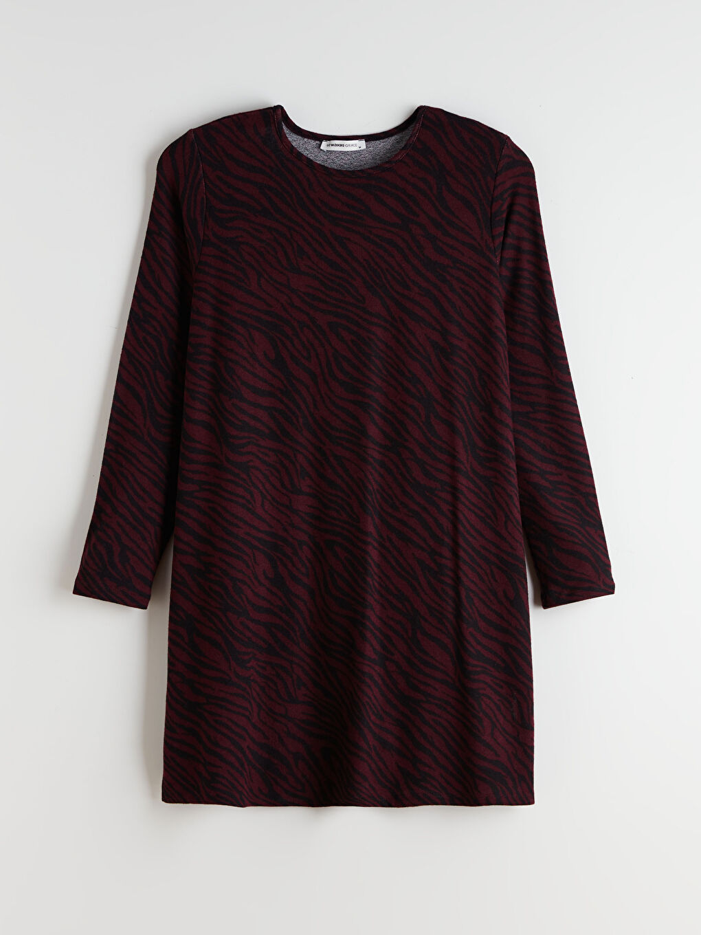 Bordo Bisiklet Yaka Desenli Kadın Tunik-4