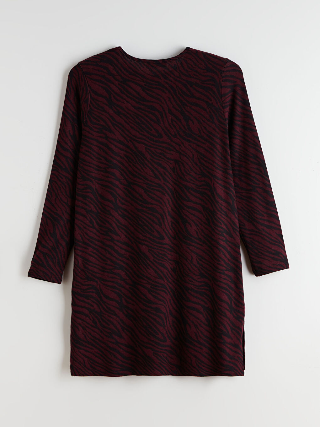 Bordo Bisiklet Yaka Desenli Kadın Tunik-5