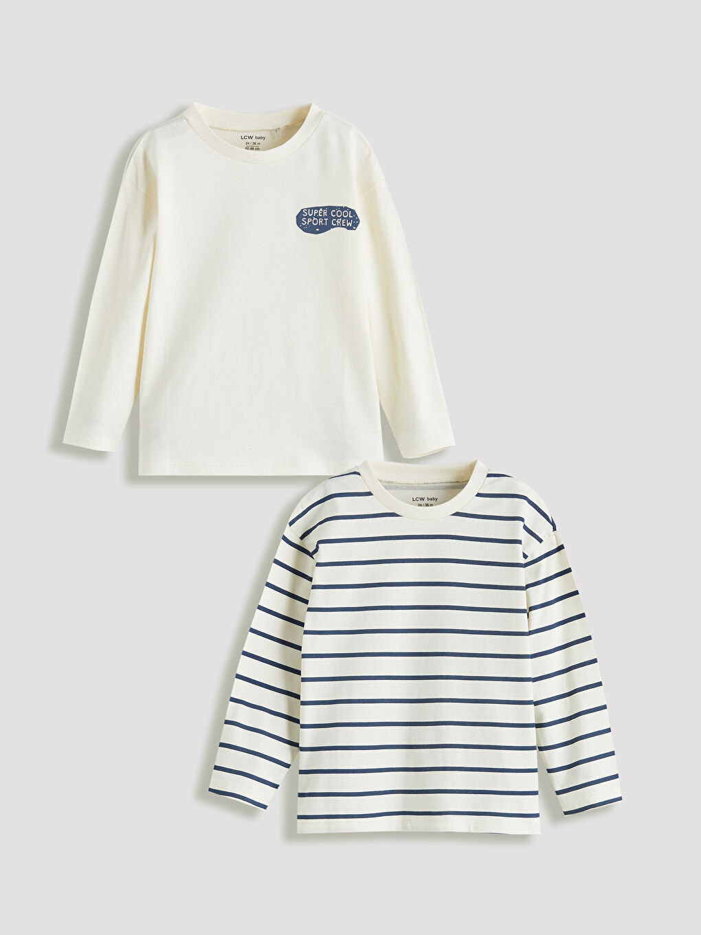LCW baby Crew Neck Long Sleeve Baby Boys' T-Shirt 2 Pack -W5J266Z1-FDL