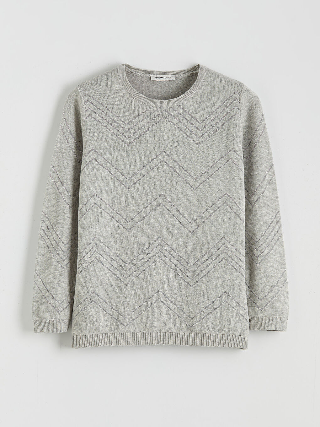 Bisiklet Yaka Desenli Kadın Triko Kazak-4