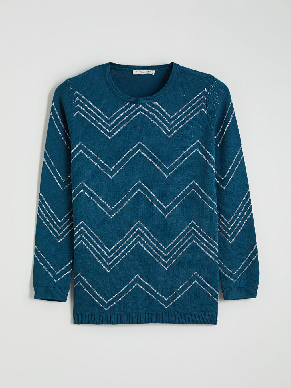 Džemper od trikotaže sa okruglim izrezom i uzorkom za žene-4