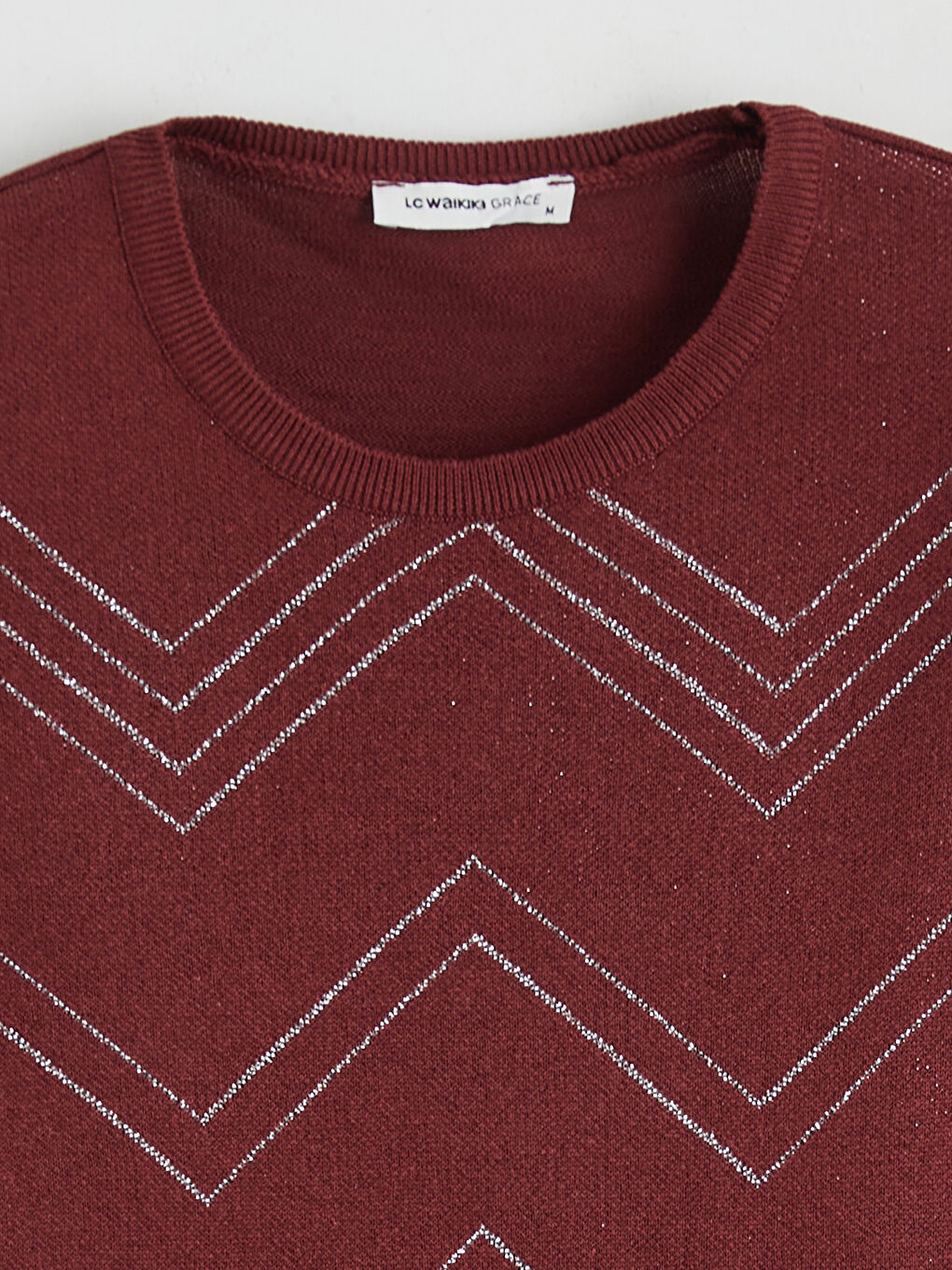 Džemper od trikotaže sa okruglim izrezom i uzorkom za žene-5