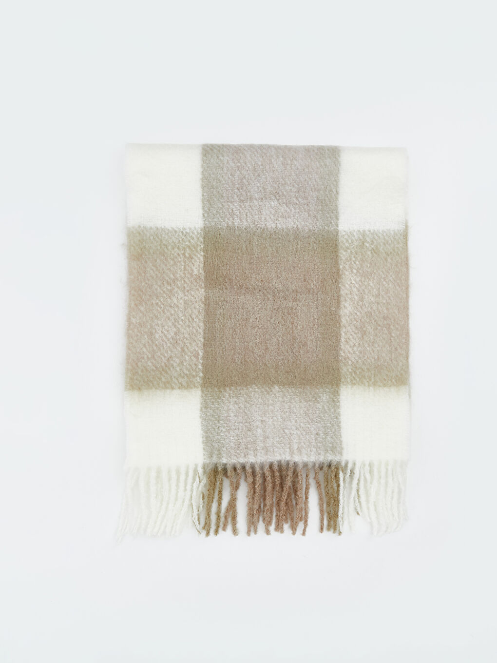 Bej Püsküllü Kadın Atkı-1