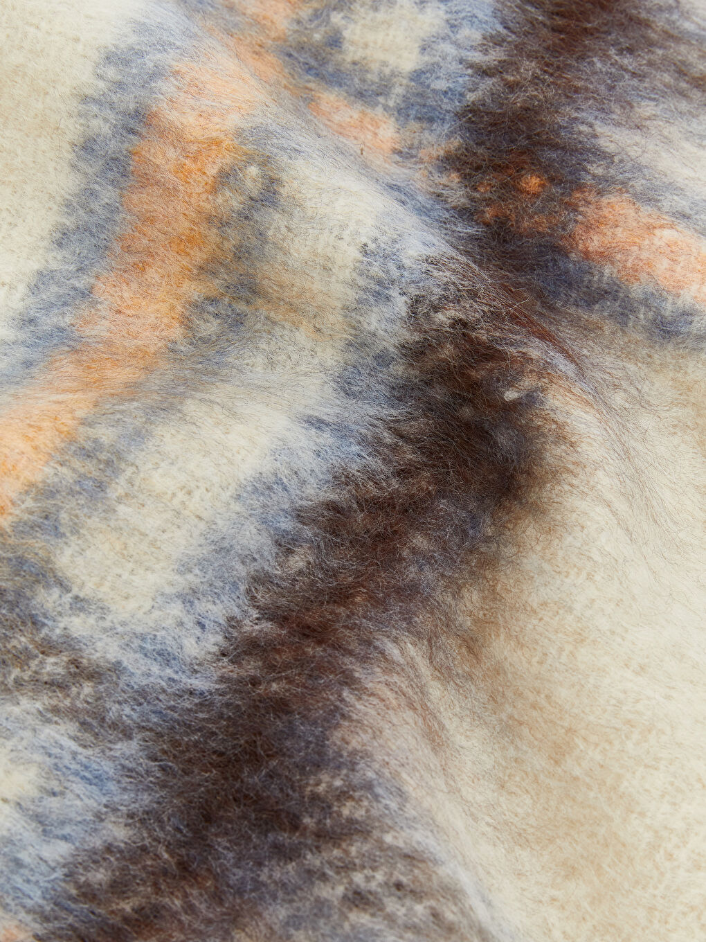 Turuncu Püskül Detaylı Ekose Desenli Kadın Atkı-2