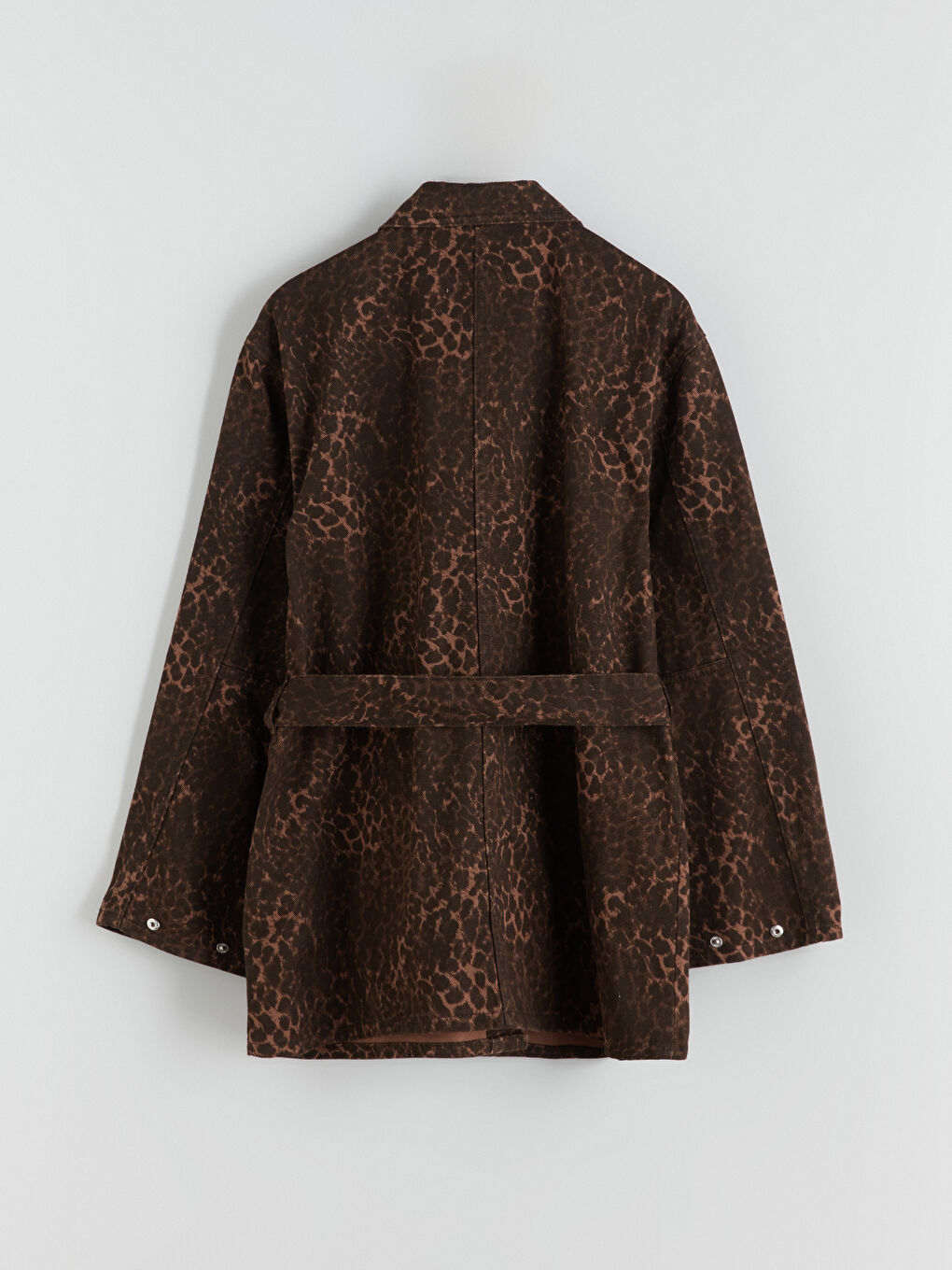 LCW Modest Collared Neck Leopard Print Women's Denim Jacket -W5J277Z8-LQY