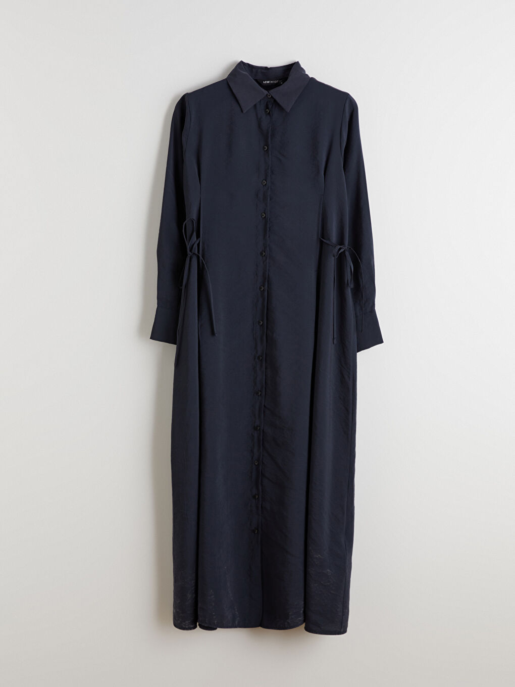 Antrasit Modal Karışımlı Gömlek Elbise-4