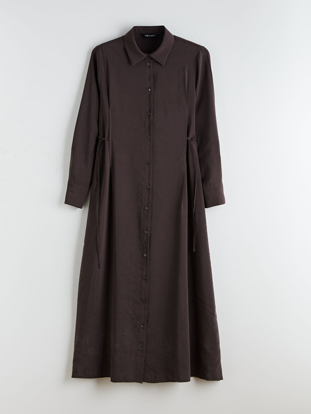 Kahverengi Modal Karışımlı Gömlek Elbise-4