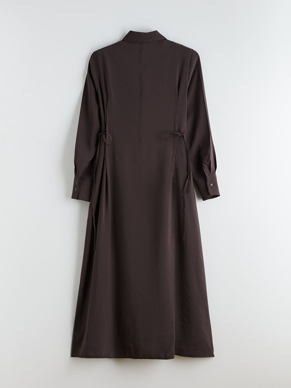 Kahverengi Modal Karışımlı Gömlek Elbise-5