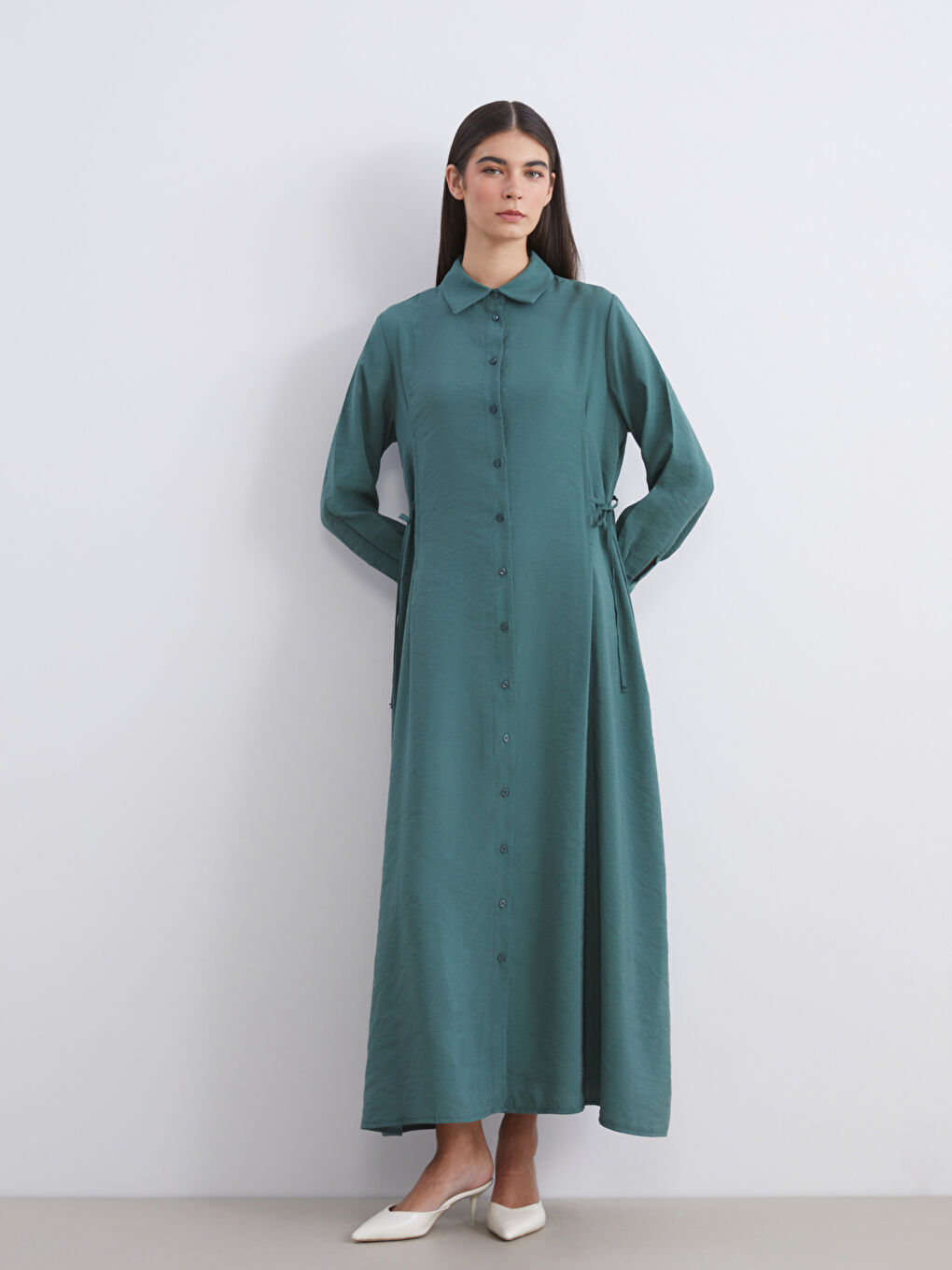 LCW Modest Modal Blend Shirt Dress -W5J285Z8-HGW