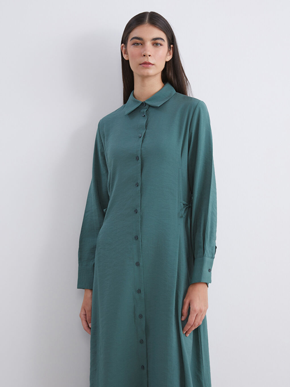 LCW Modest Modal Blend Shirt Dress -W5J285Z8-HGW