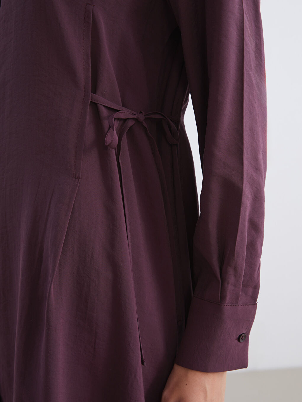 Mürdüm Modal Karışımlı Gömlek Elbise-3