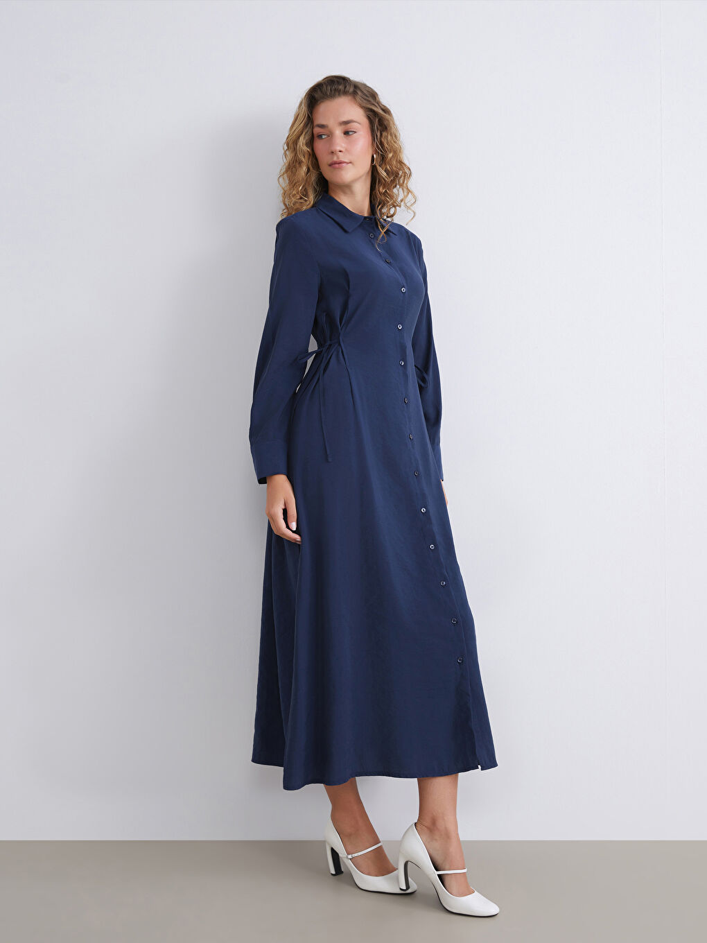 LCW Modest Modal Blend Shirt Dress -W5J285Z8-ZPK
