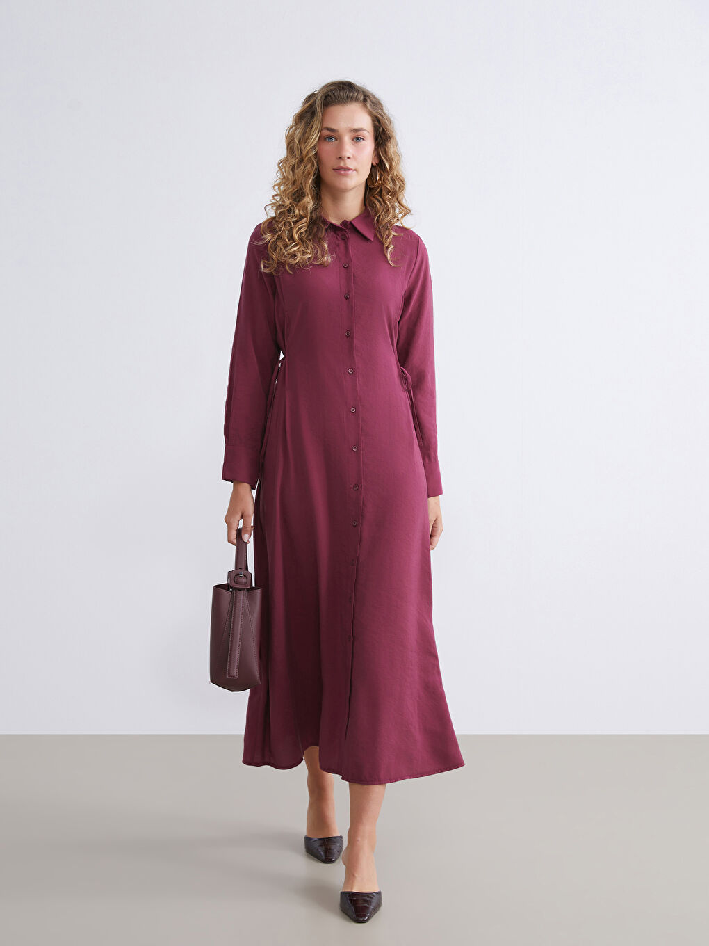 LCW Modest Modal Blend Shirt Dress -W5J285Z8-ZQ4