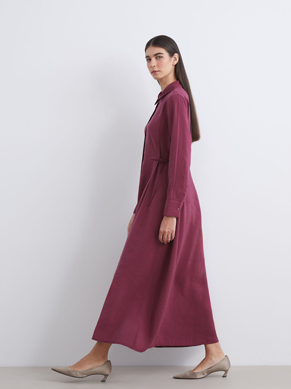 LCW Modest Modal Blend Shirt Dress -W5J285Z8-ZQ4