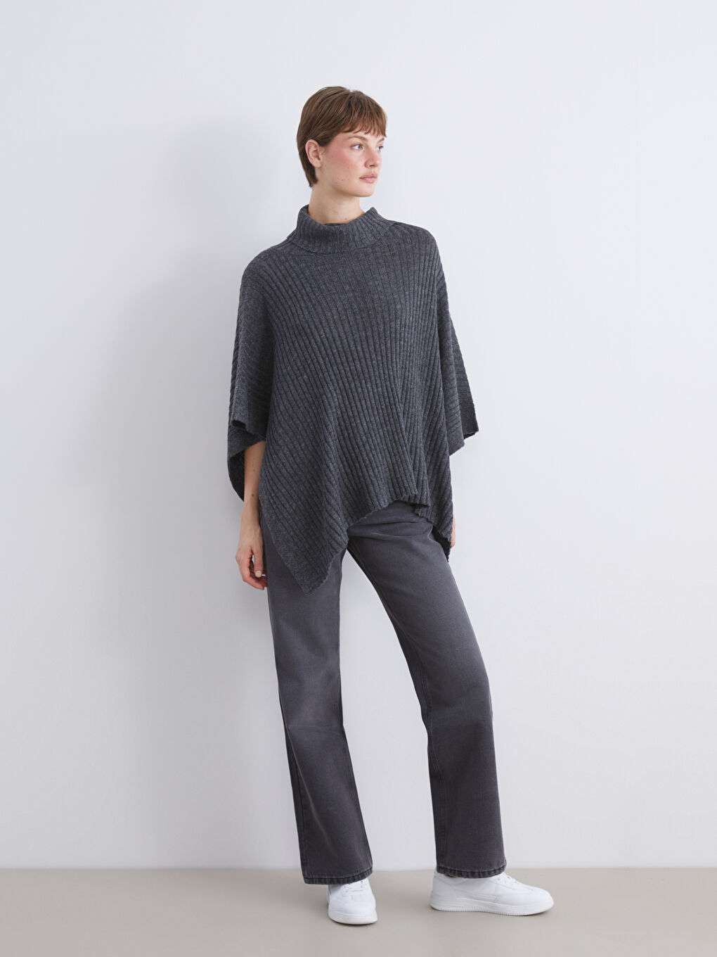 Funnel Neck Oversize Women's Knitwear Sweater-1