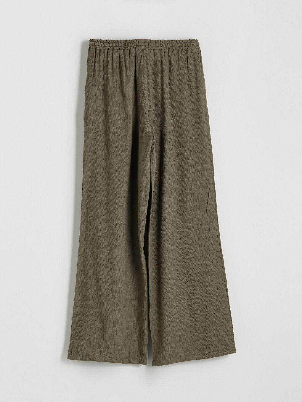 Haki Beli Lastikli Dokulu Kadın Pantolon-7