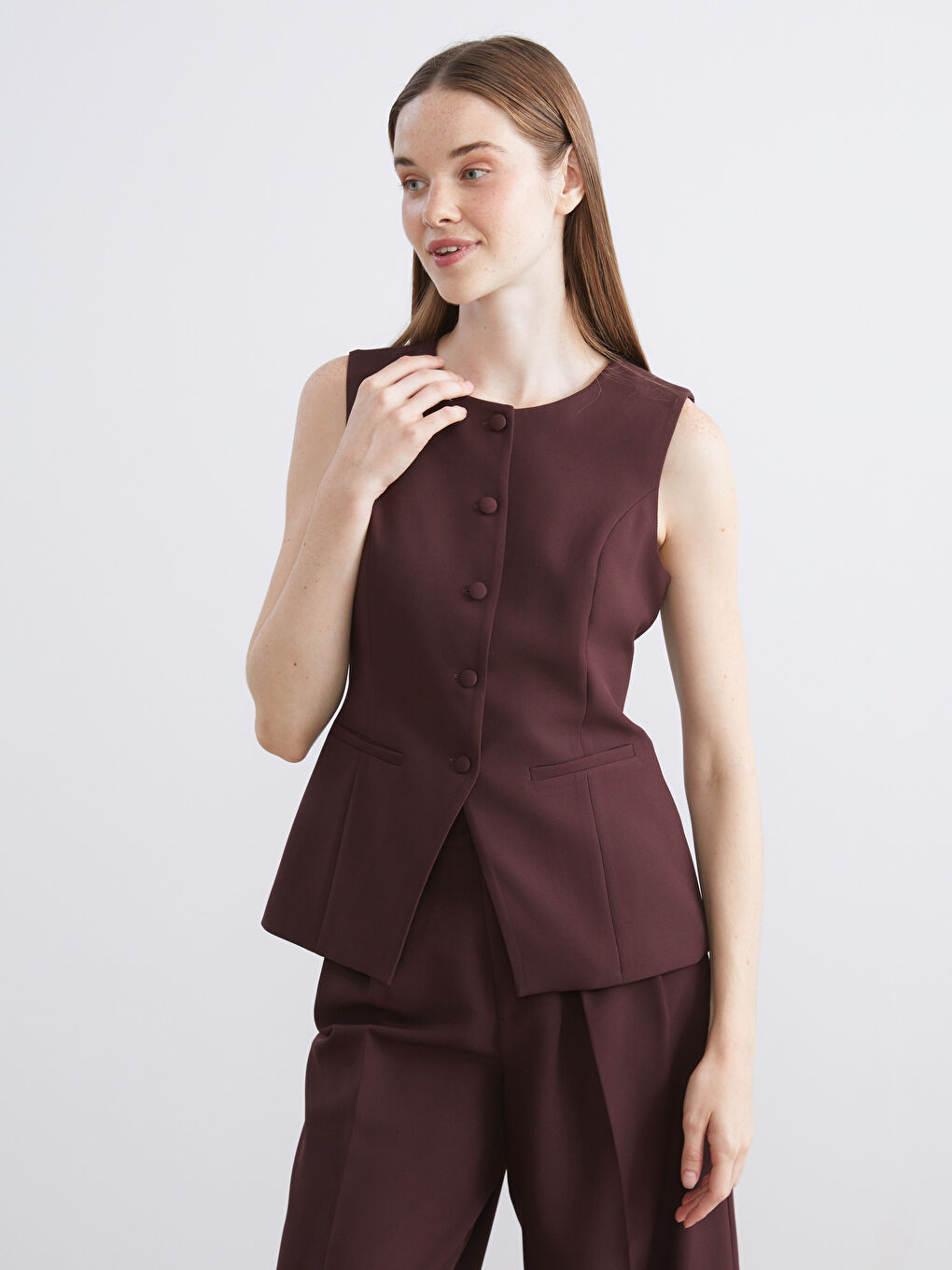 Crew Neck Women's Classic Waistcoat