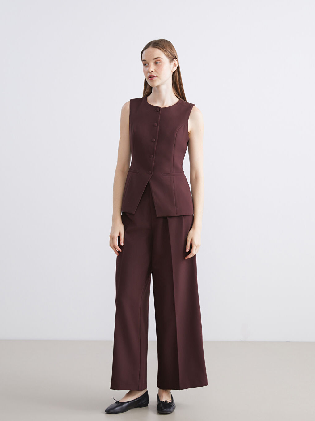 Crew Neck Women's Classic Waistcoat-1