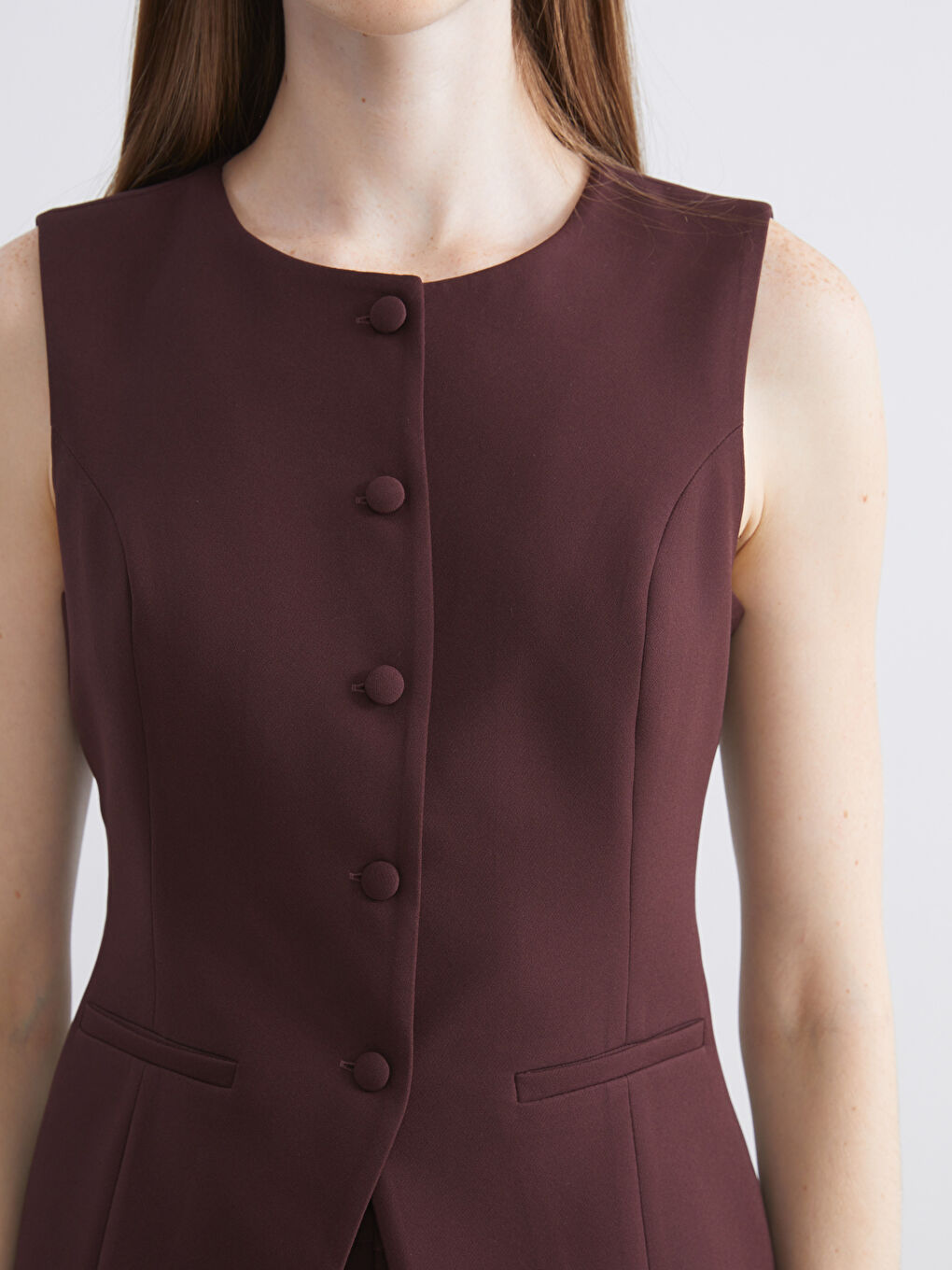 Crew Neck Women's Classic Waistcoat-2