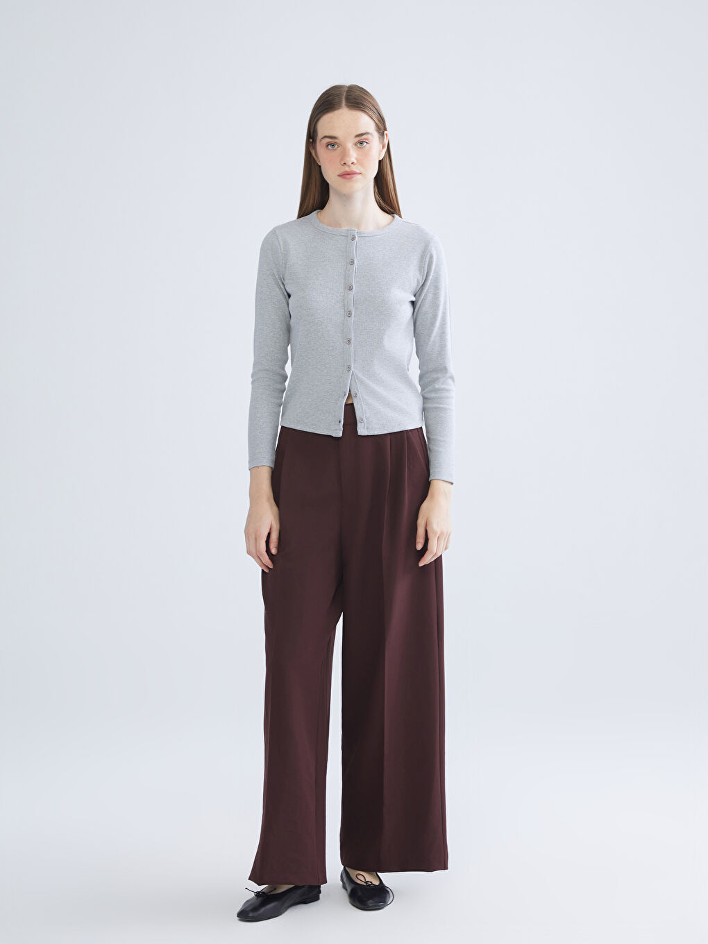 Loose Fit Wide Leg Women's Trousers-1