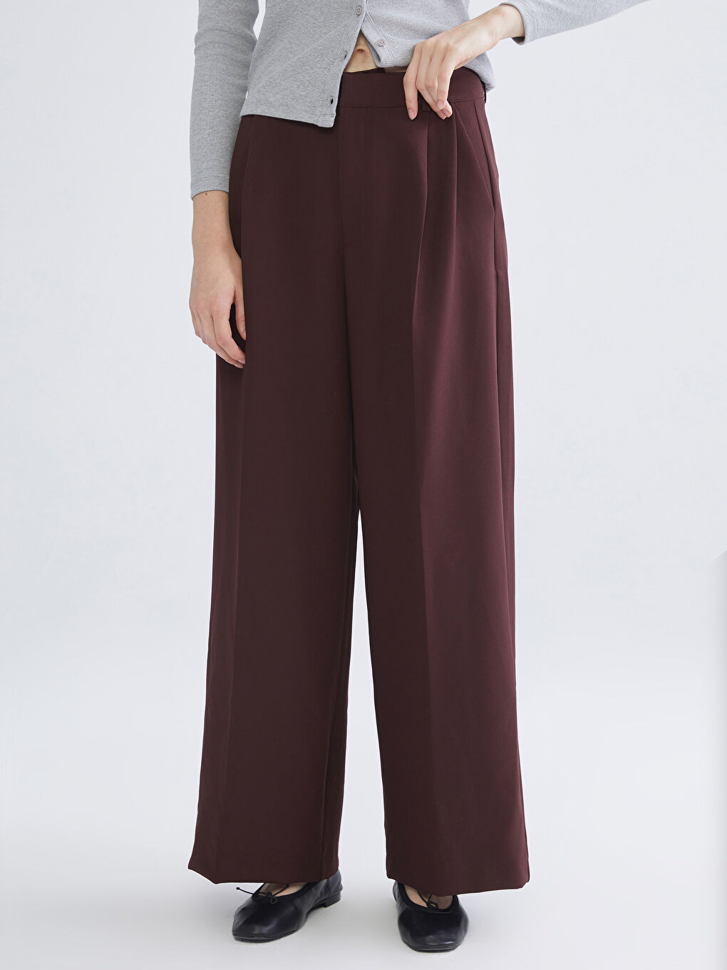 Loose Fit Wide Leg Women's Trousers-2