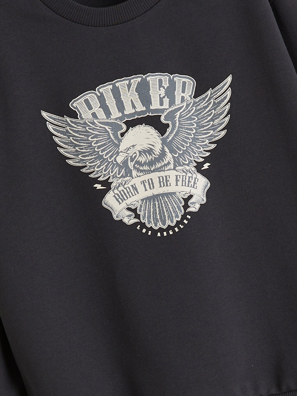 Antrasit Bisiklet Yaka Erkek Çocuk Sweatshirt-1