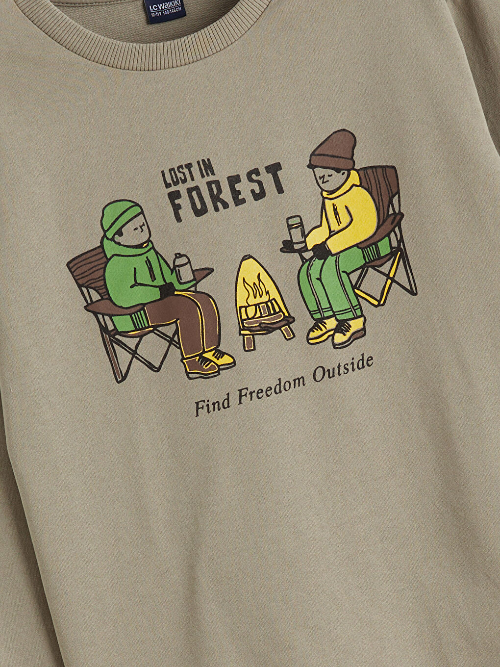 Yeşil Bisiklet Yaka Erkek Çocuk Sweatshirt-1