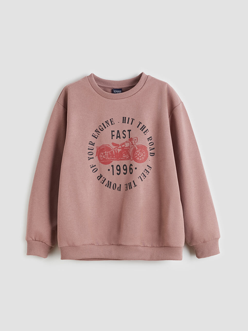 Pembe Bisiklet Yaka Erkek Çocuk Sweatshirt