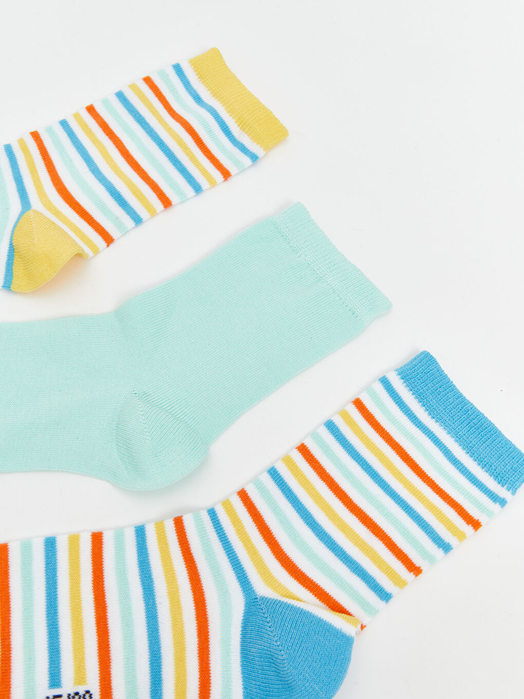 Sarı Çizgili Kız Çocuk Soket Çorap 5'li-1