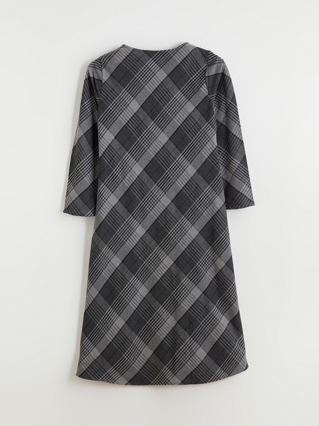 Crew Neck Plaid Dress-5