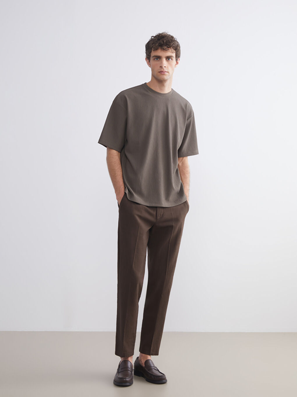 Yeşil Bisiklet Yaka Erkek Tişört-1